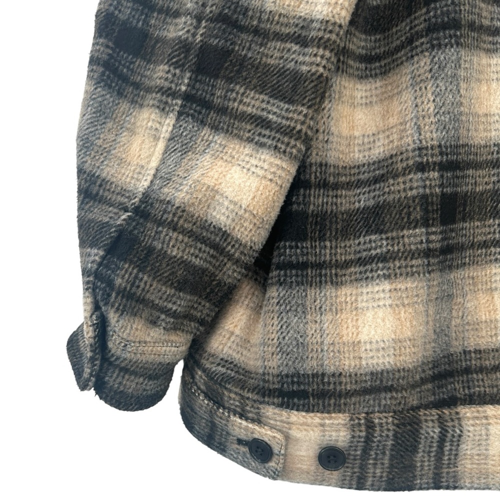 Clare Waight Keller x Uniqlo Black Cream Loose Fit Plaid Flannel Shirt Jacket - Picture 7 of 11